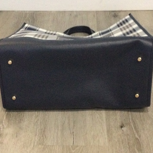 Large Coach Tote (navy, white, cream plaid) - Picture 8 of 8